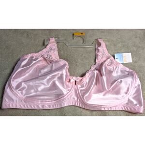 Simply Basic Pink Wireless Plus Size 40C 40 C Bra Lace New W/Tags Vintage 3 Hook